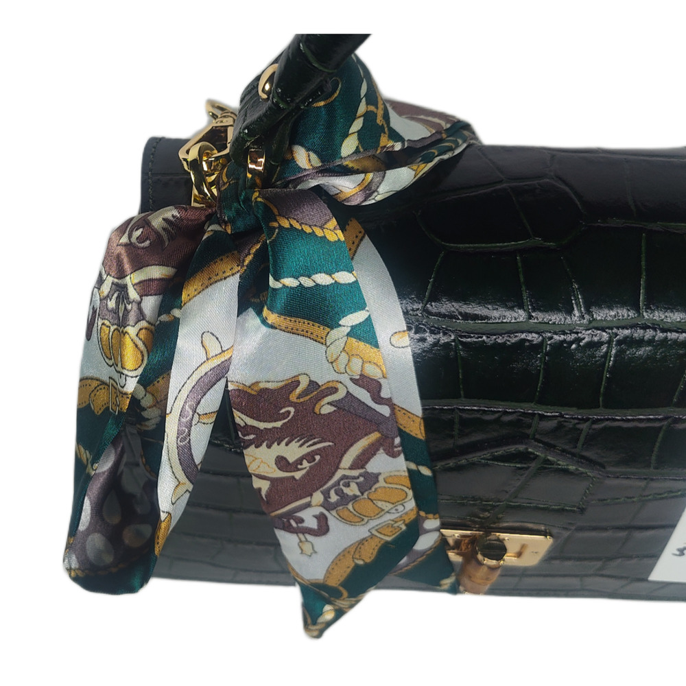 Charlie Leather Teresa Emerald Green Croc Print Small Handbag/Crossbody Bag-NWT - Picture 9 of 13